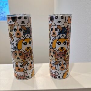 Two 20oz Dog Pattern Skinny Tumbler - Multicolor